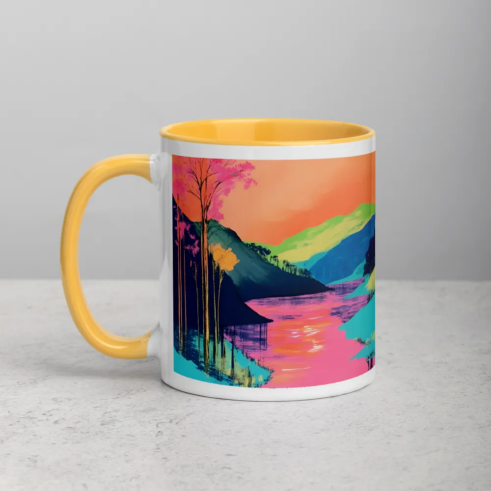 Neon River Between Turquoise Banks