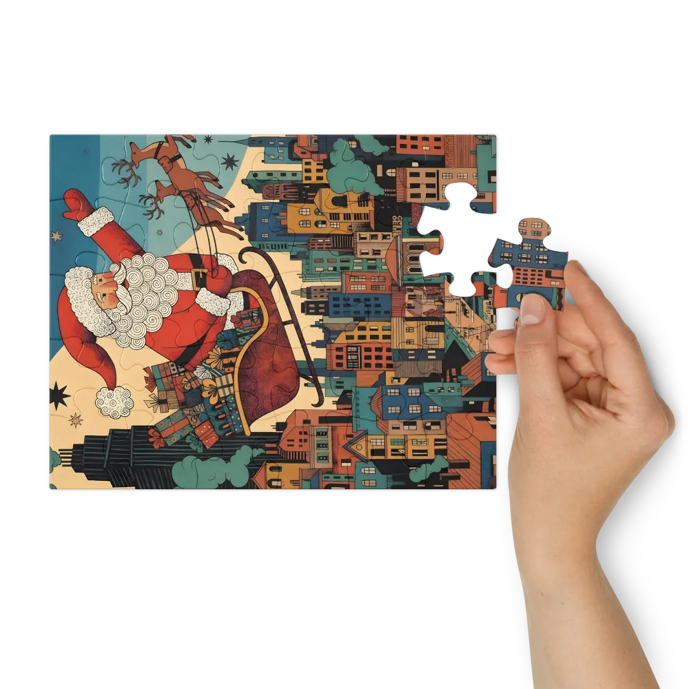Santa's Night Flight 
 Jigsaw Puzzle in Tin Box