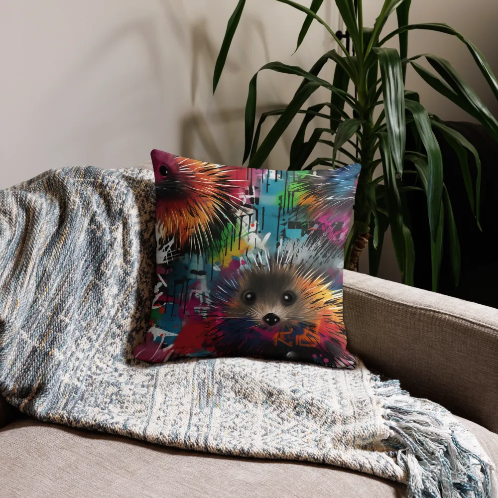 Whimsical Hedgehogs in a Kaleidoscopic Wonderland | Pillow | 18″×18″