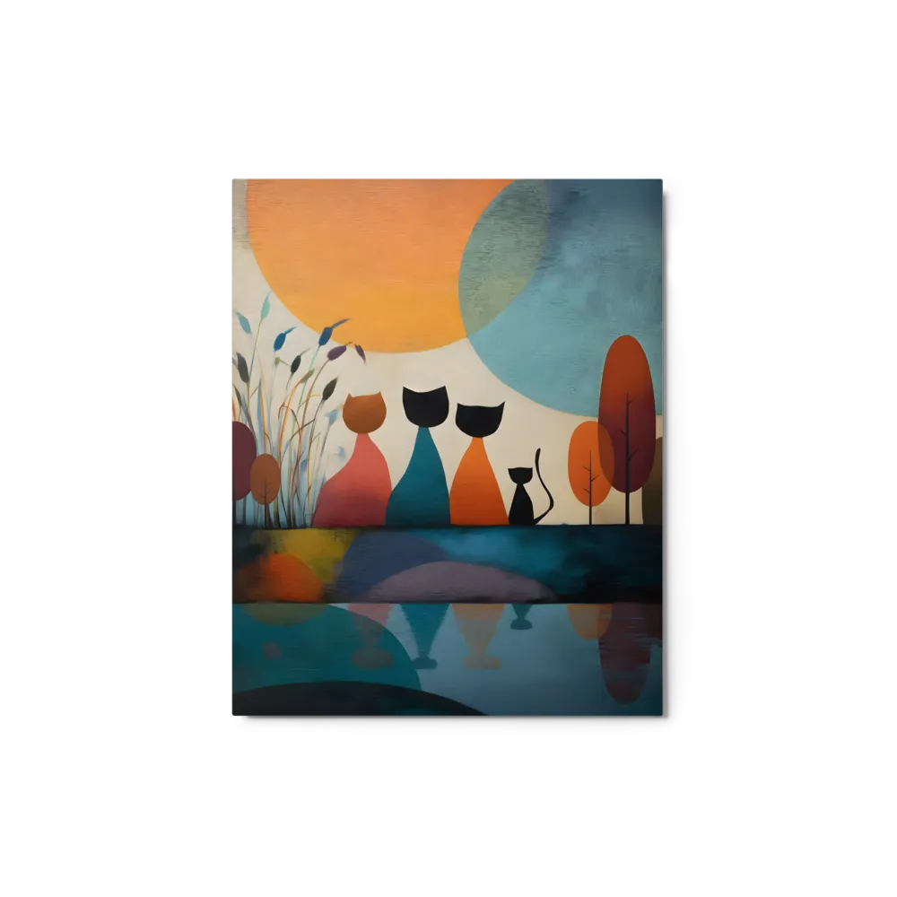 Feline Serenity at Sunset 
 Metal Print | 8″x 10″