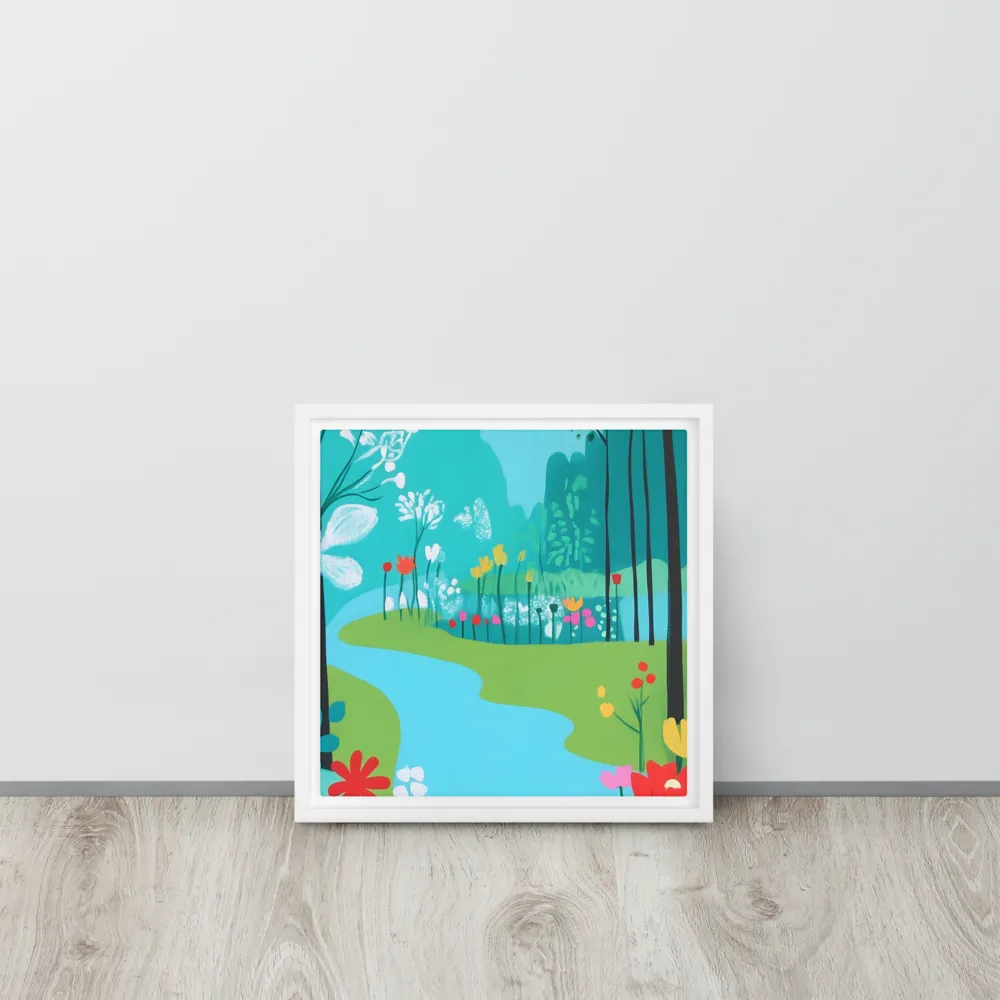 Whispers of Spring: A Colorful Retreat | Canvas with White Frame | 12″×12″