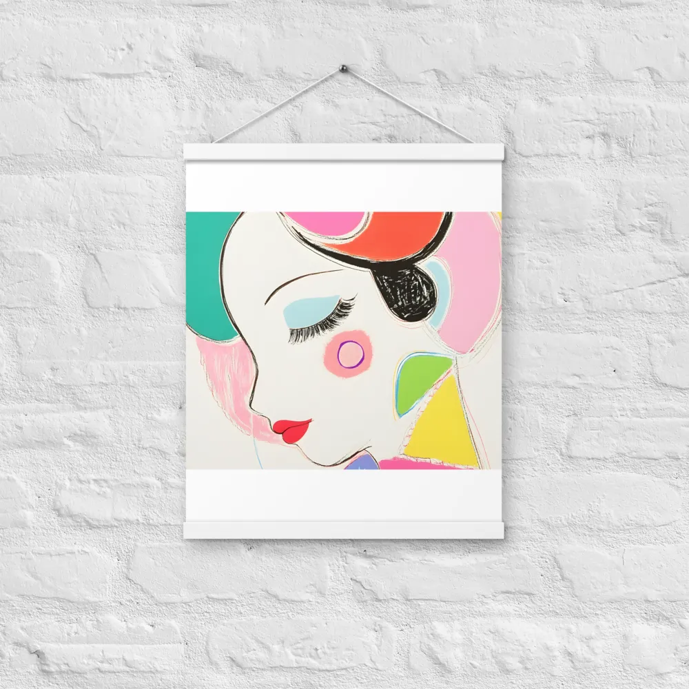 Whimsical Portrait in Colorful Abstraction | Poster With White Wood Hanger | 16″×20″