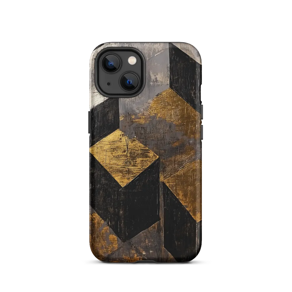 Geometric Harmony in Gold and Black | Phone Case |  13 | Tough Case | Matte