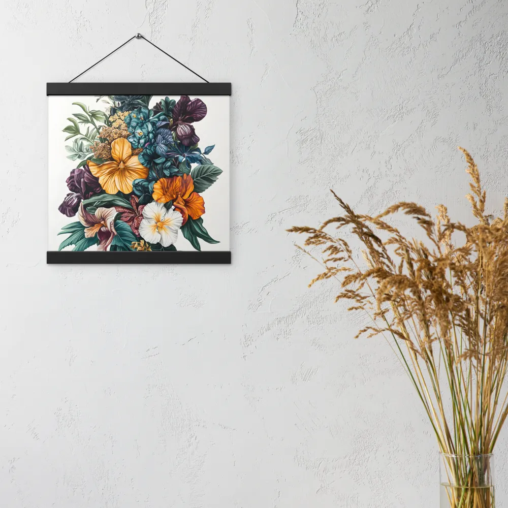 Floral Symphony | Poster With Black Wood Hanger | 12″×12″