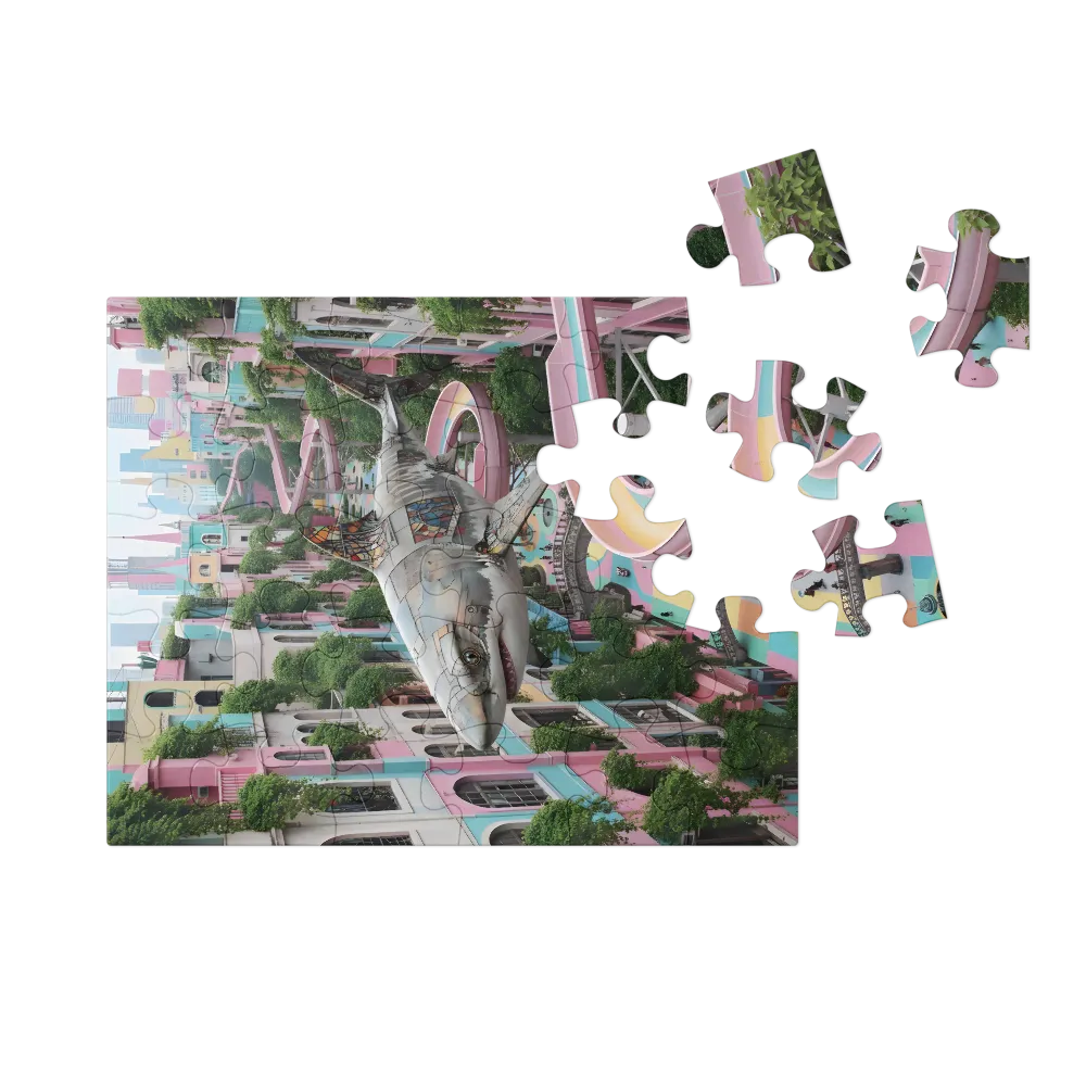 Pastel City Shark 
 Jigsaw Puzzle in Tin Box