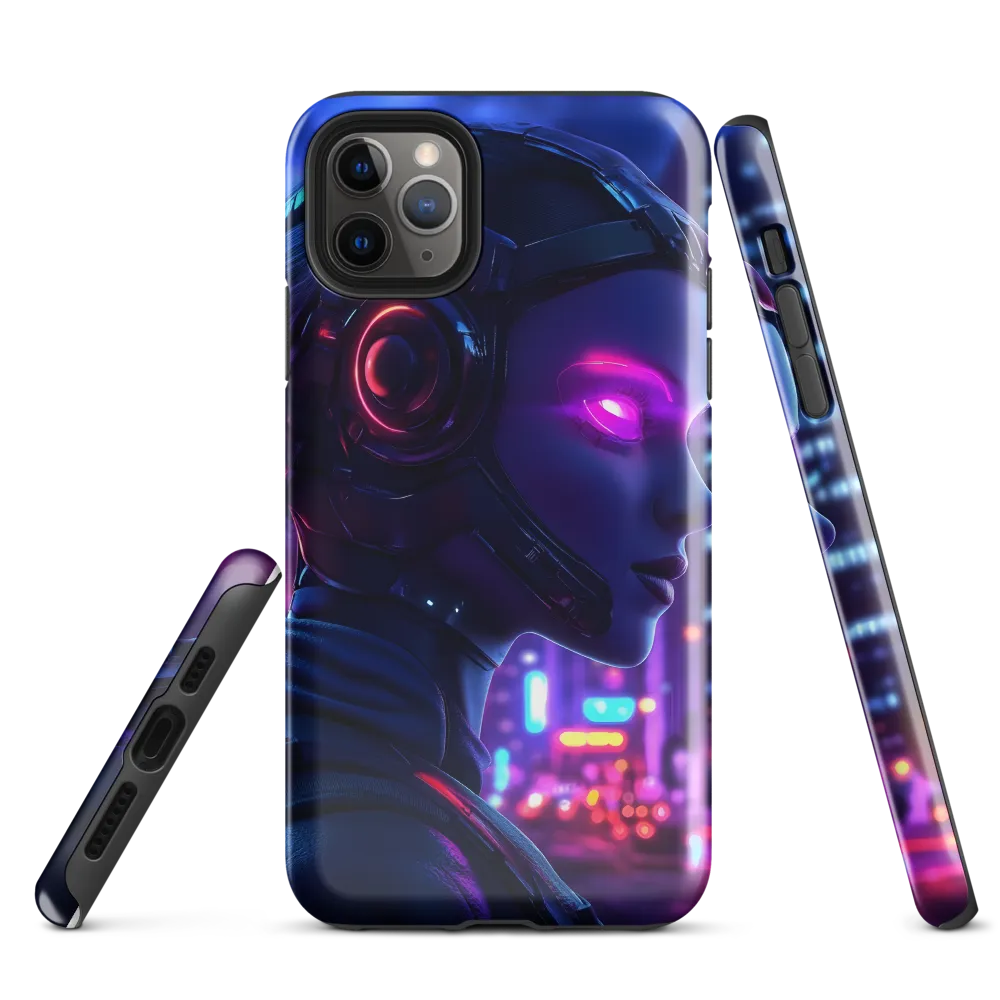 Neon Dreams: A Cyborg's Mystique | Phone Case |  11 Pro Max | Tough Case | Glossy