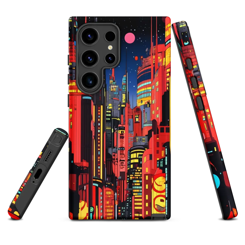 Neon Dreams: A Cyberpunk Cityscape | Phone Case |  S24 Ultra | Tough Case | Matte