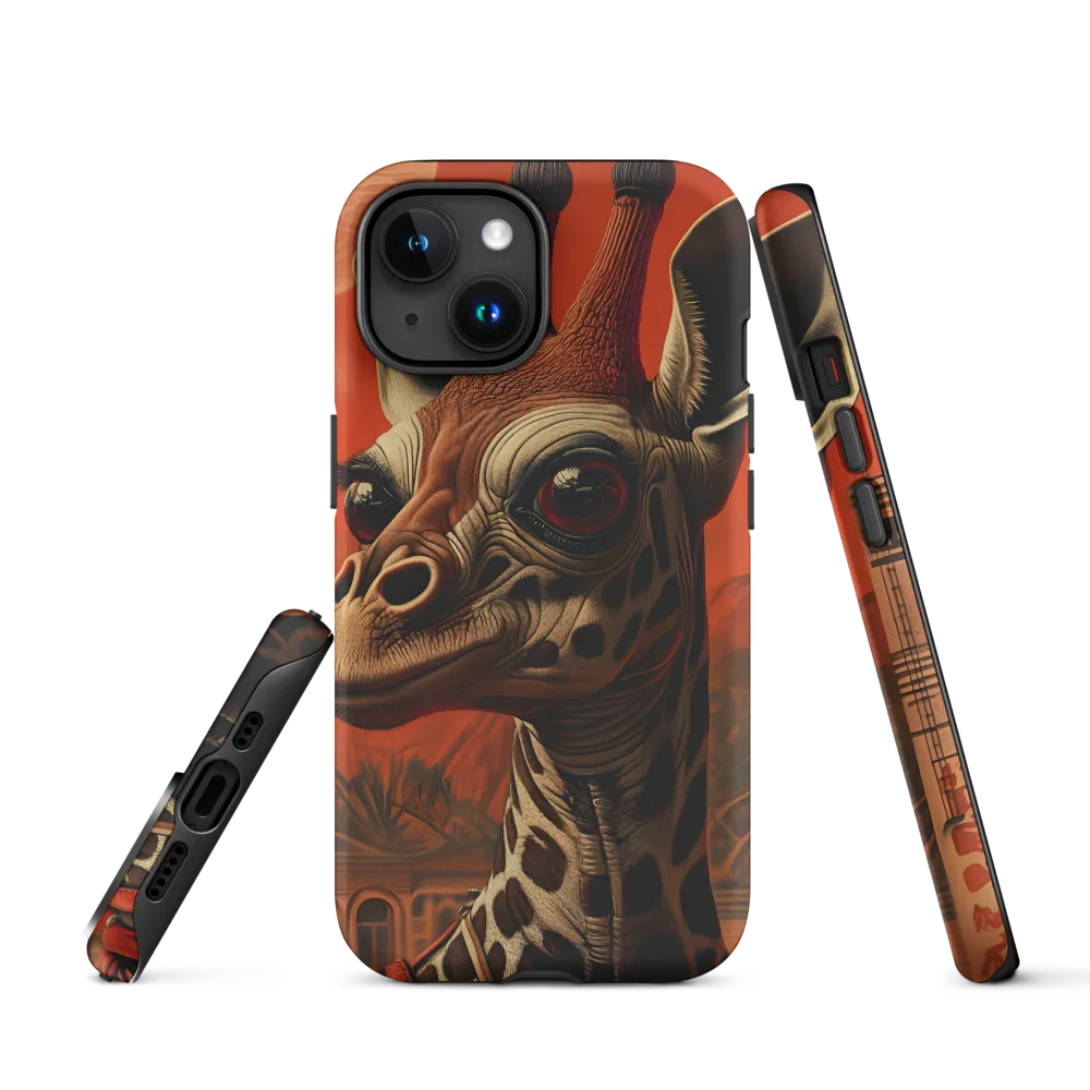 Whimsical Giraffe in an Orange Dreamscape