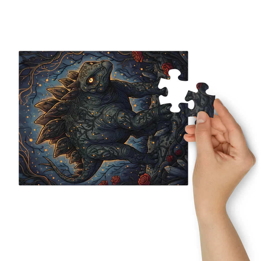 Moonlit Stegosaur 
 Jigsaw Puzzle in Tin Box