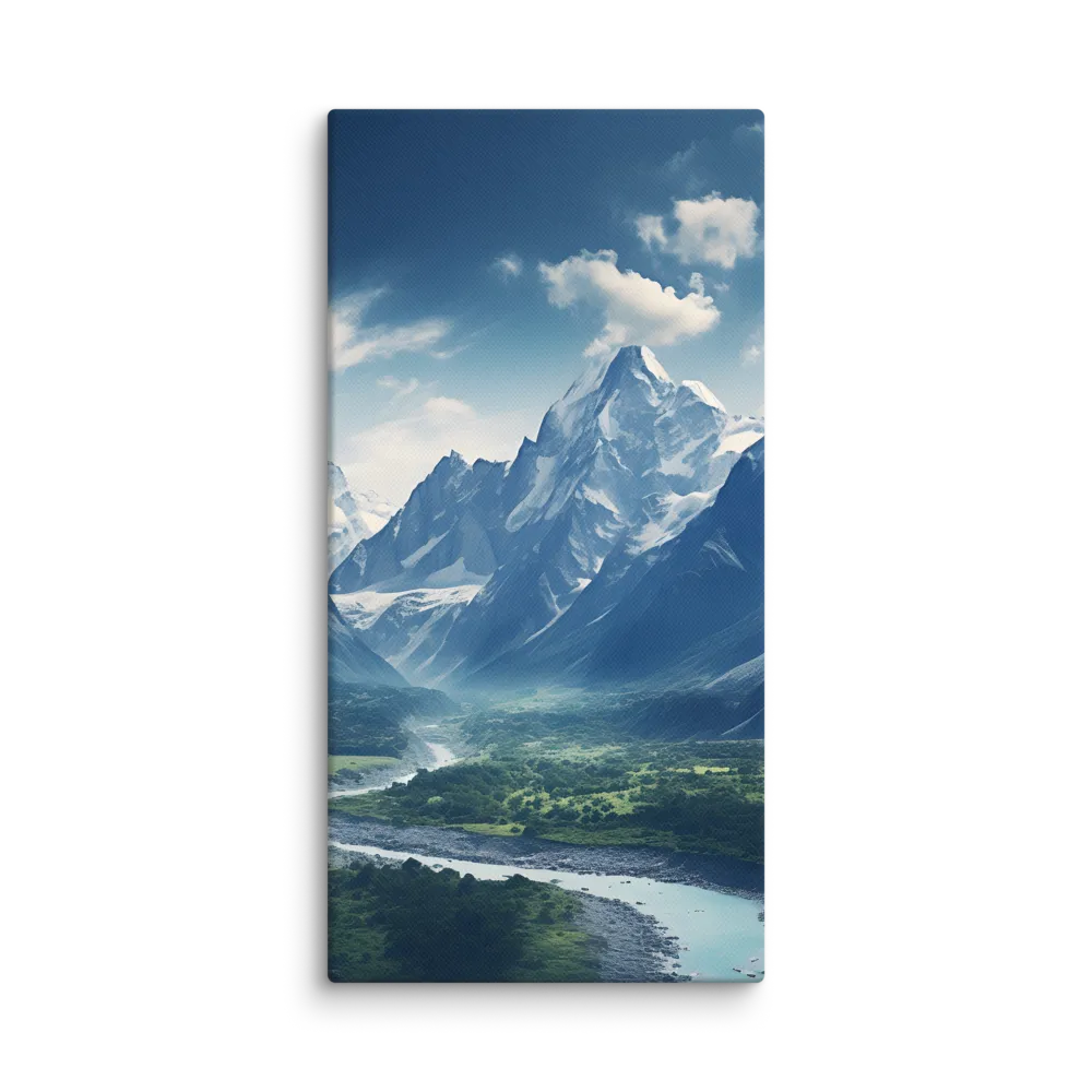 Majestic Serenity: A Landscape of Mountains and Rivers | Canvas | 10″×20″