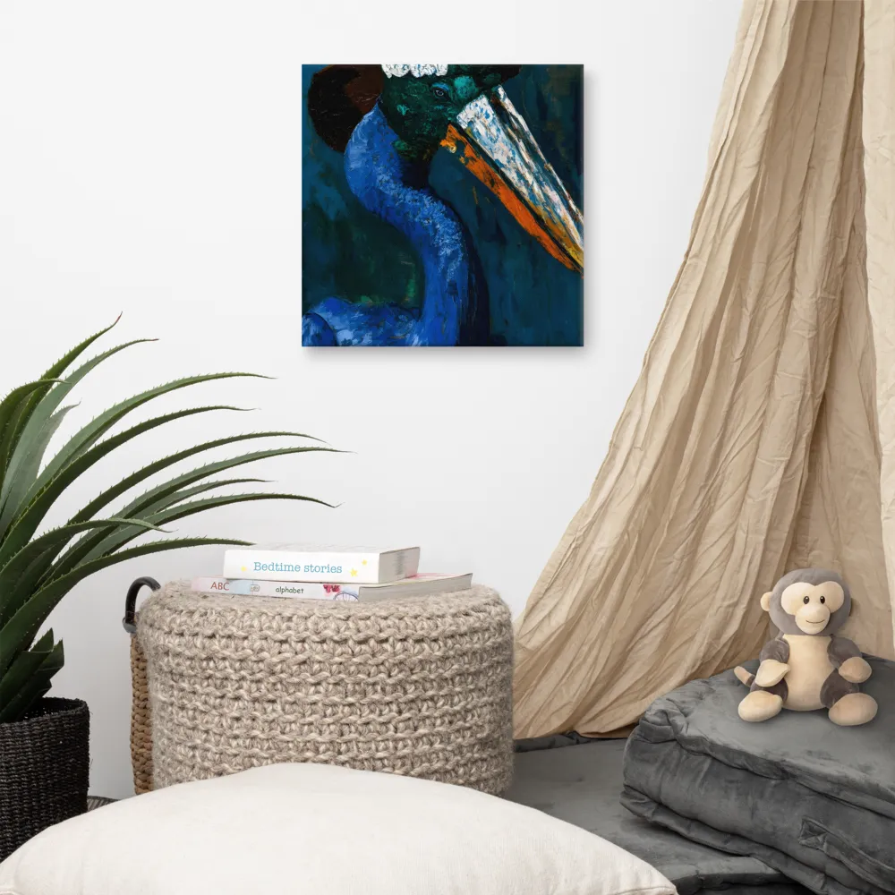 Majestic Absurdity: The Hat-Wearing Bird | Canvas | 16″×16″