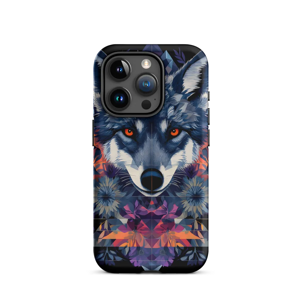 Mystical Wolf Amidst Floral Geometry