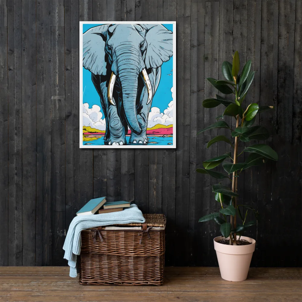 Majestic Presence: The Elephant | Canvas with White Frame | 24″×32″