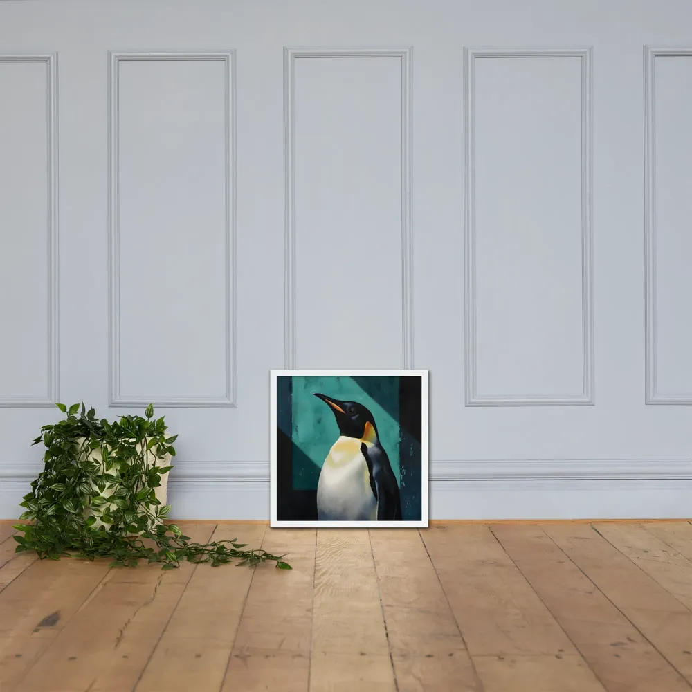 Regal Penguin 
 Poster with White Frame | 18″x 18″
