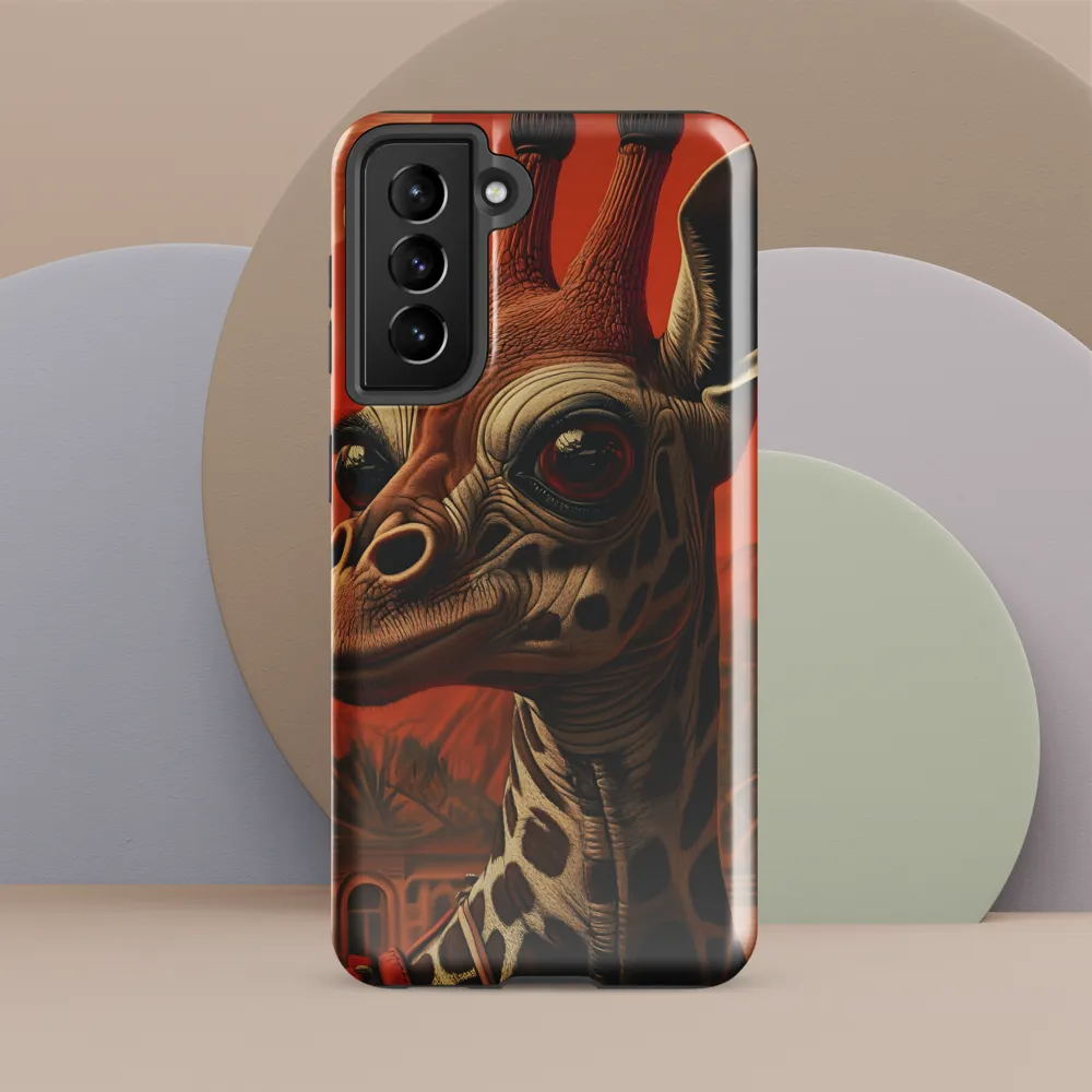 Whimsical Giraffe in an Orange Dreamscape