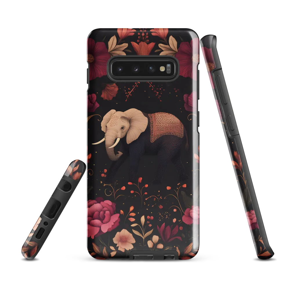 Whispers of the Wild: Elephants and Blooms | Phone Case |  S10 Plus | Tough Case | Glossy