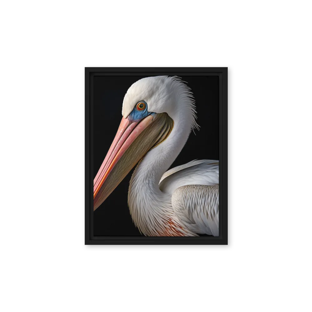 Elegance in White: The Pelican | Canvas with Black Frame | 11″×14″