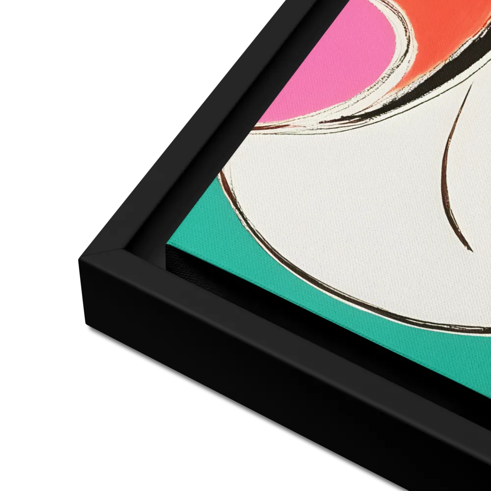 Whimsical Portrait in Colorful Abstraction | Canvas with Black Frame | 16″×16″