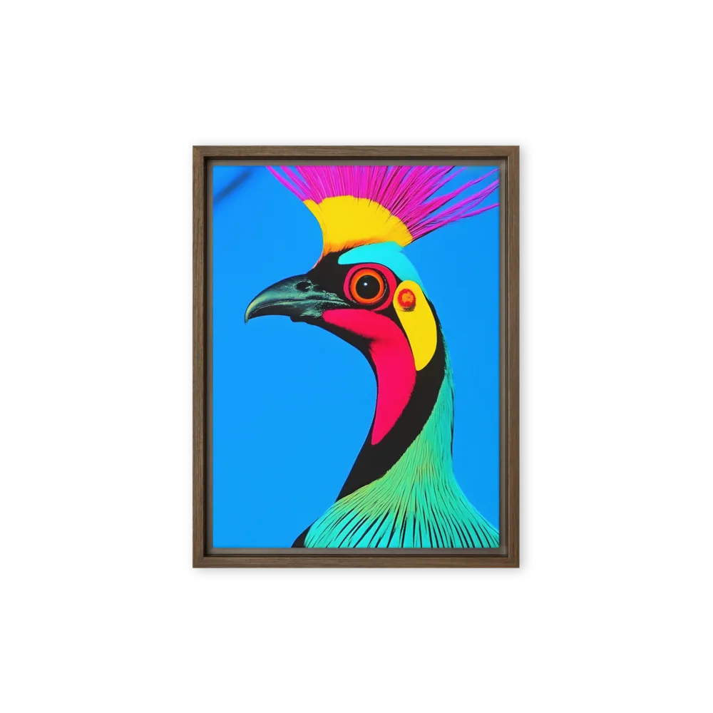 Whimsical Avian Portrait | Canvas with Brown Frame | 9″×12″