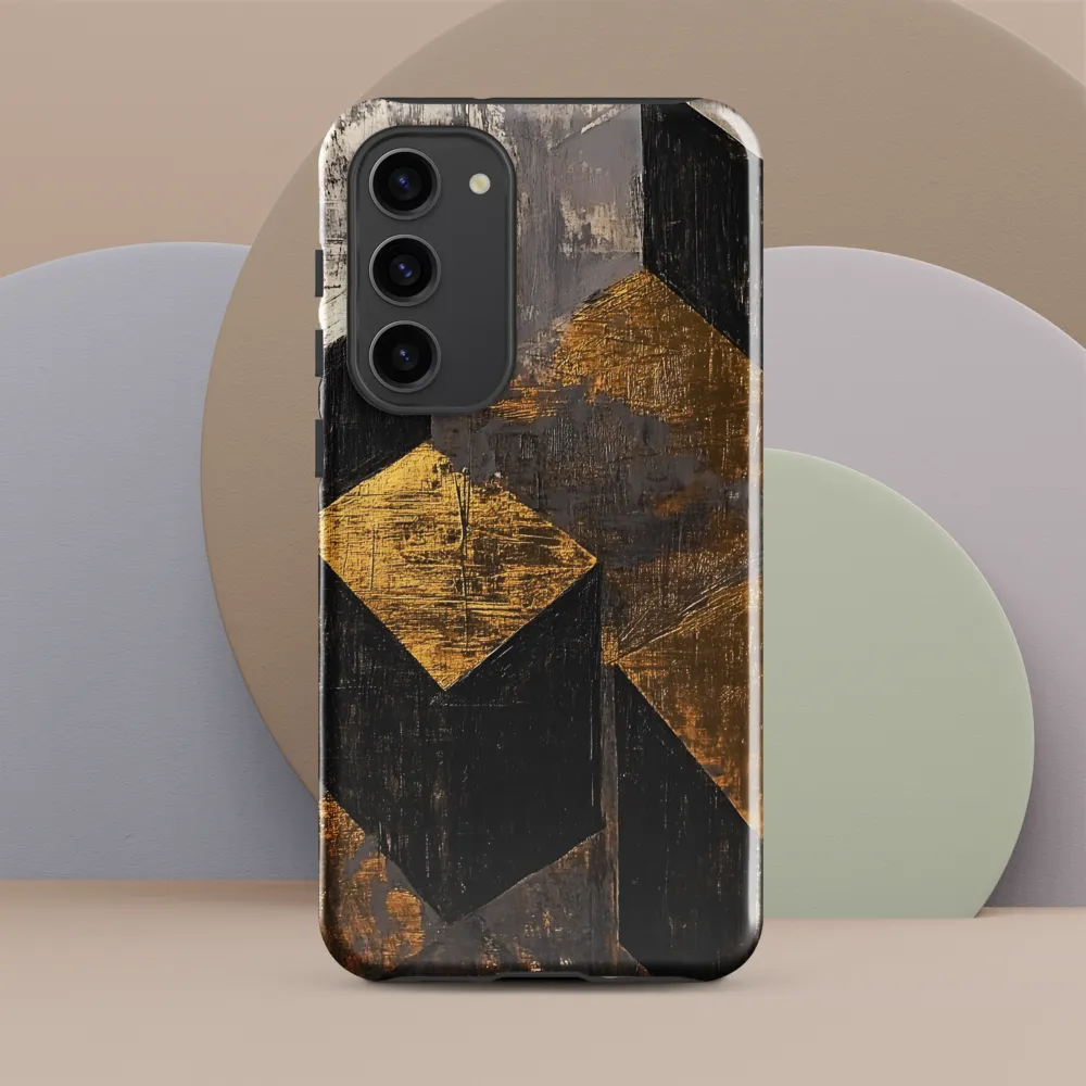 Geometric Harmony in Gold and Black | Phone Case |  S23 Plus | Tough Case | Glossy