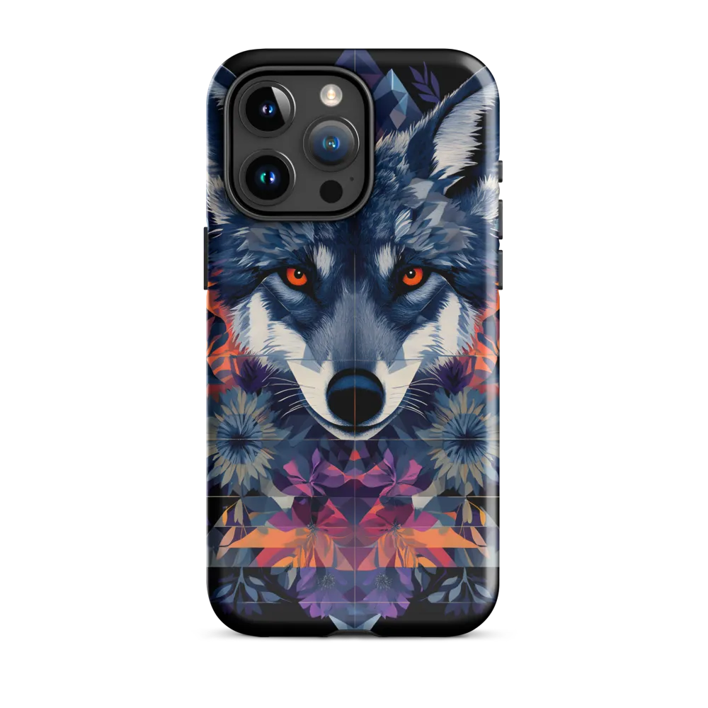 Mystical Wolf Amidst Floral Geometry