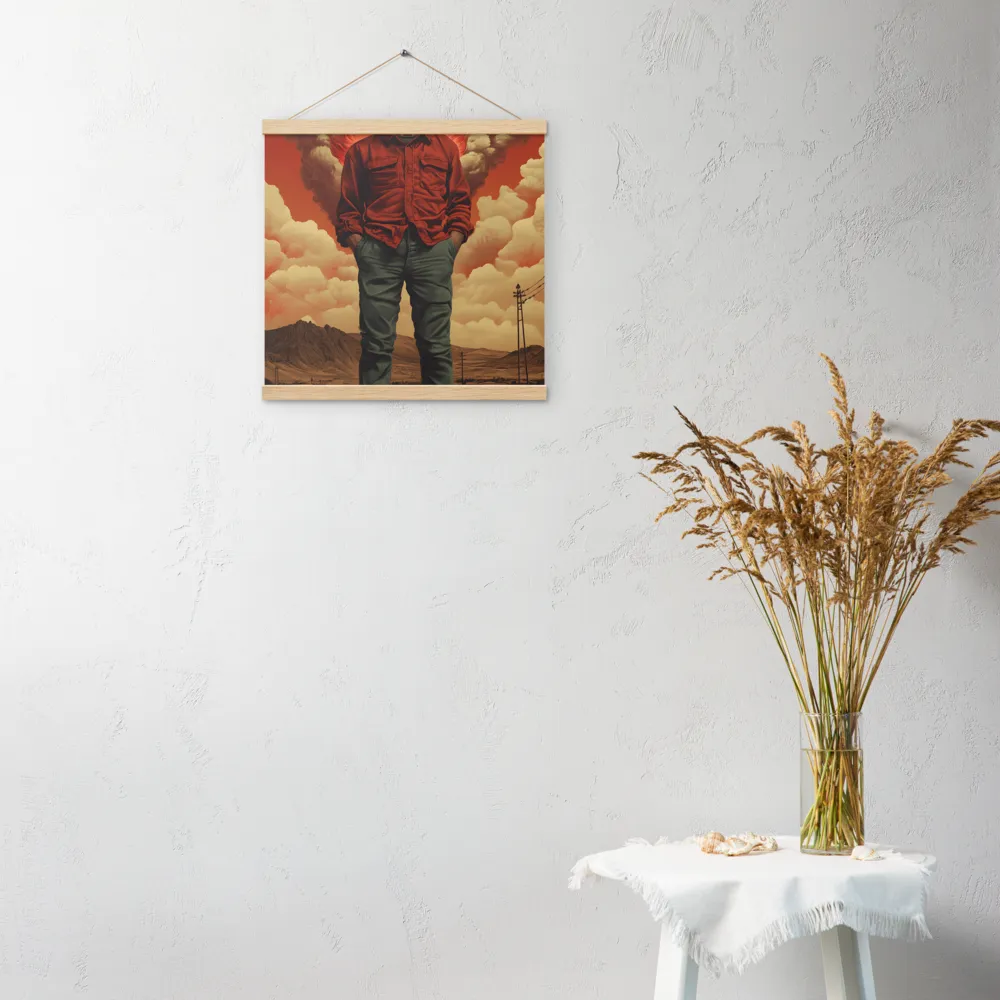 Defiant Spirit in a Surreal Landscape | Poster With Oak Wood Hanger | 16″×16″