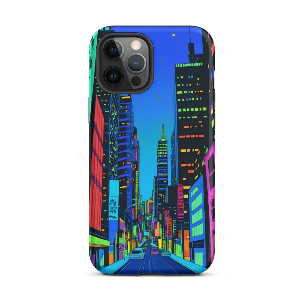 Neon Dreamscape: A Futuristic City at Dusk | Phone Case |  12 Pro Max | Tough Case | Matte