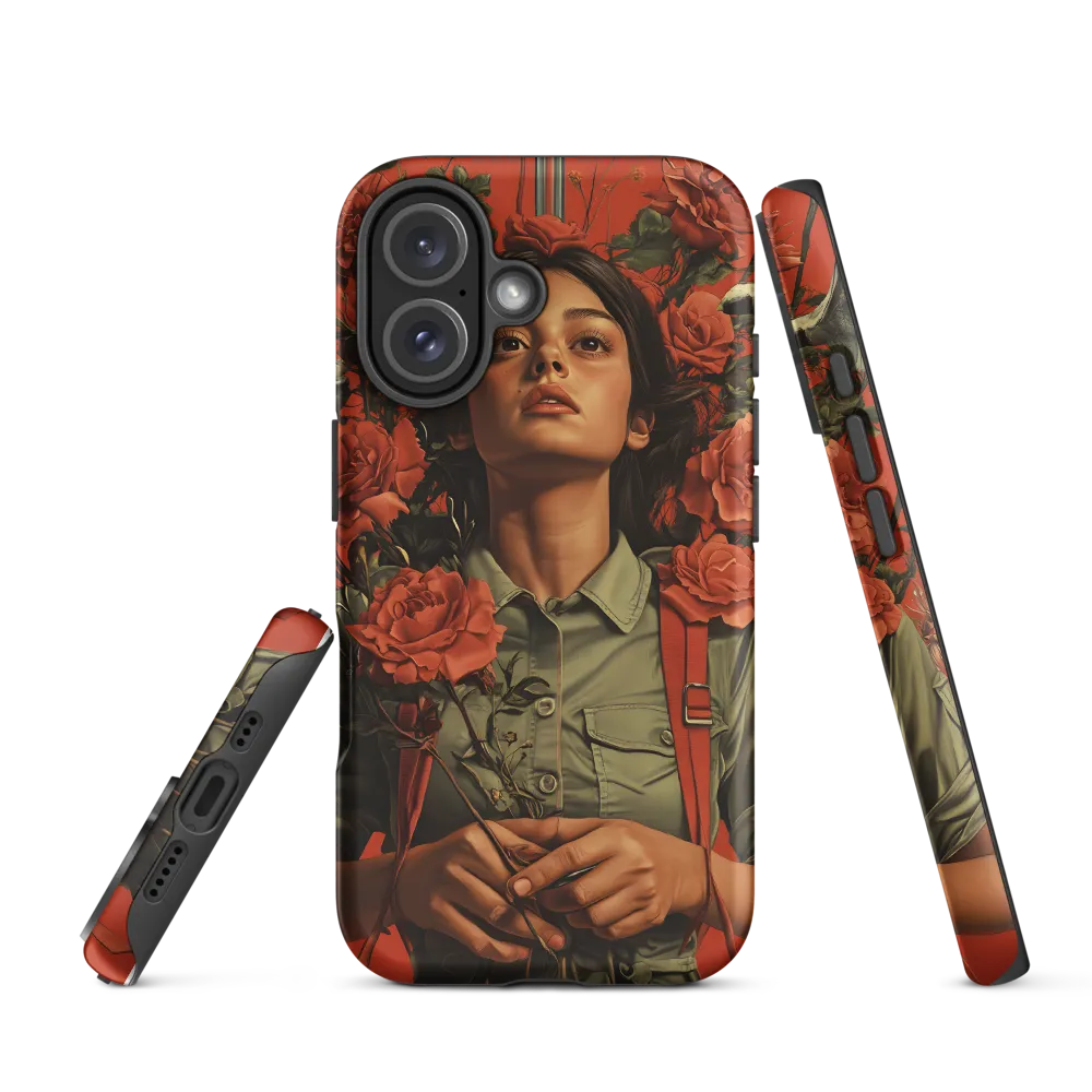 Harmony and Strength: A Portrait Among Roses | Phone Case