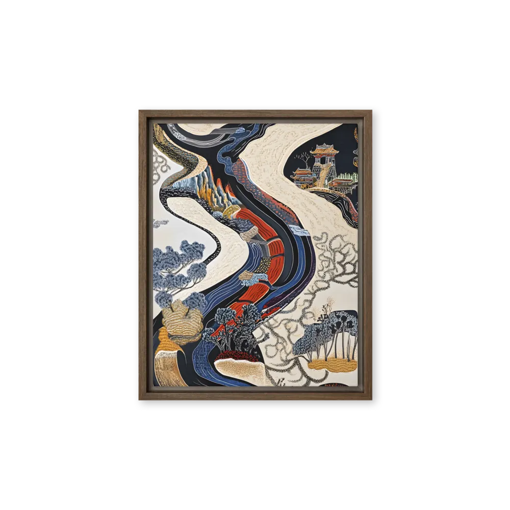 Flow of Tranquility | Canvas with Brown Frame | 11″×14″