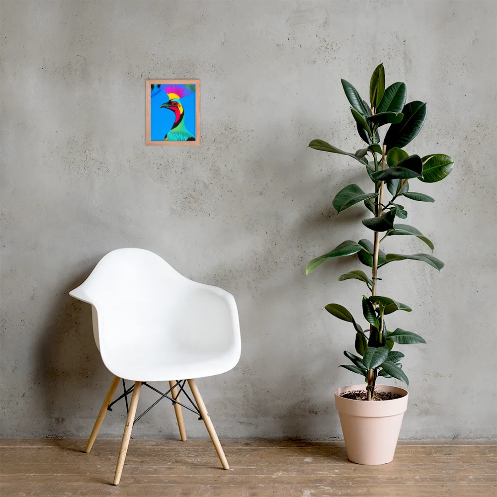 Whimsical Avian Portrait | Poster with Red oak Frame | 8″×10″