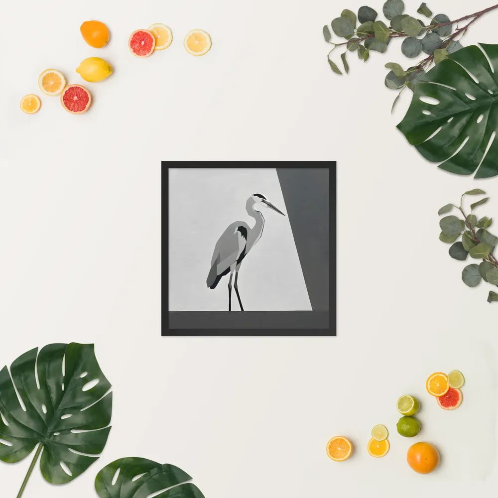 Geometric Heron 
 Poster with Black Frame | 18″x 18″