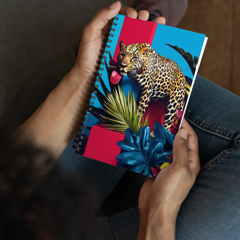 Playful Leopard in Vibrant Paradise | Spiral Notebook