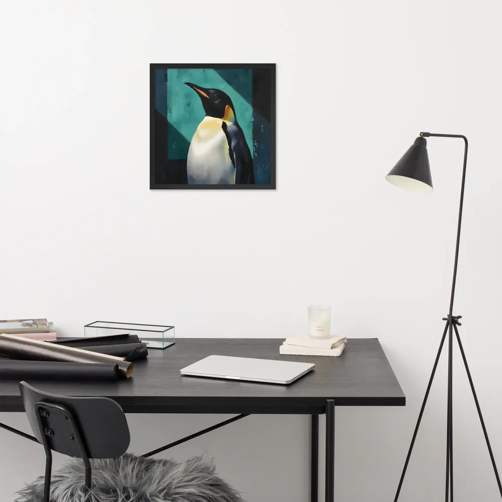 Regal Penguin 
 Poster with Black Frame | 18″x 18″