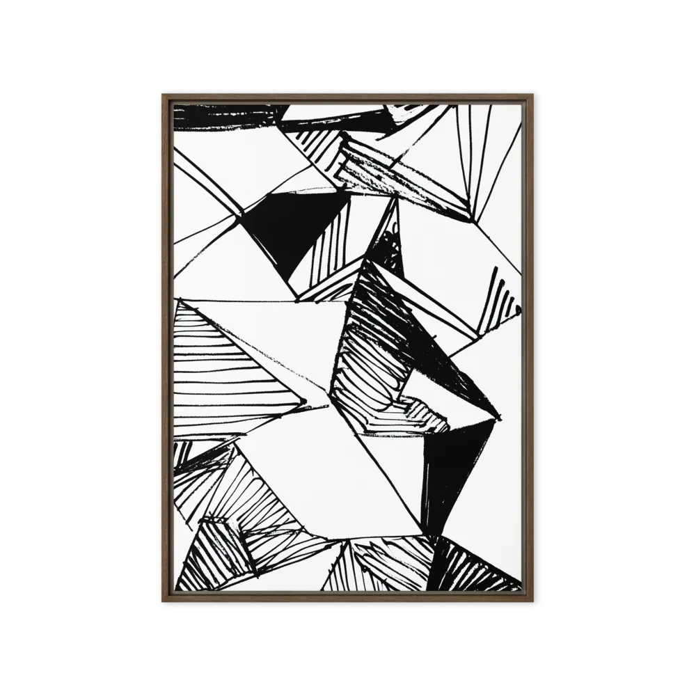 Dynamic Geometry in Ink | Canvas with Brown Frame | 20″×28″
