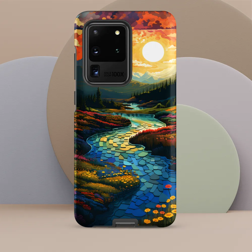 Serenity in Sunset: A Winding River's Embrace | Phone Case |  S20 Ultra | Tough Case | Matte