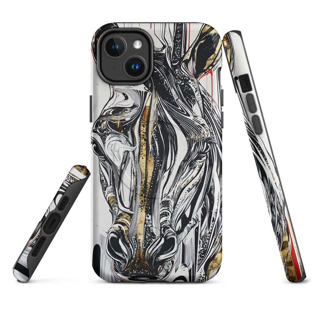 Ethereal Majesty: The Abstract Zebra | Phone Case |  14 Plus | MagSafe® Tough Case | Matte