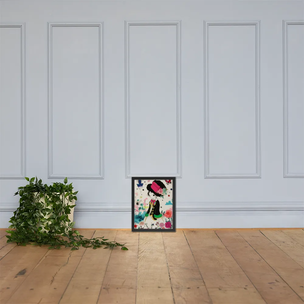 Whimsical Garden Reverie | Poster with Black Frame | 11″×14″