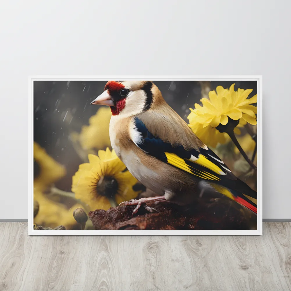 Harmony in Nature: A Goldfinch Amidst Blooms