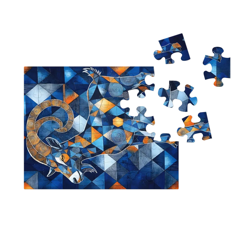 Geometric Goat 
 Jigsaw Puzzle in Tin Box