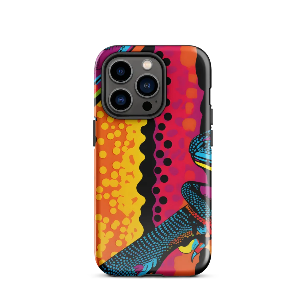 Colorful Encounters: The Playful Geckos | Phone Case |  14 Pro | Tough Case | Glossy