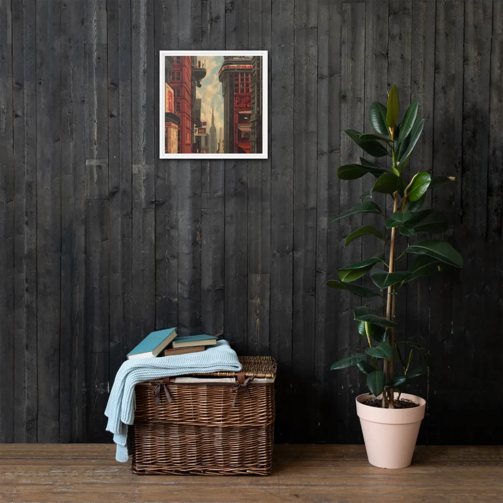 A Glimpse of Tomorrow: Urban Ambition | Canvas with White Frame | 16″×16″