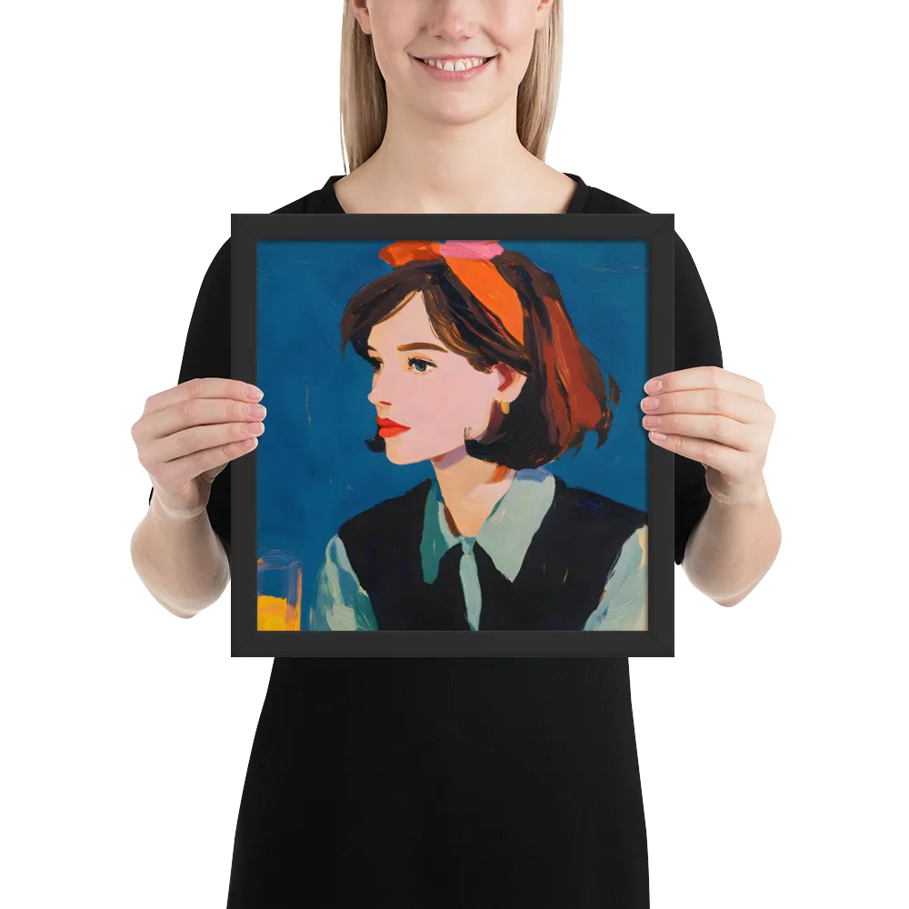 Profile in Blue 
 Poster with Black Frame | 12″x 12″