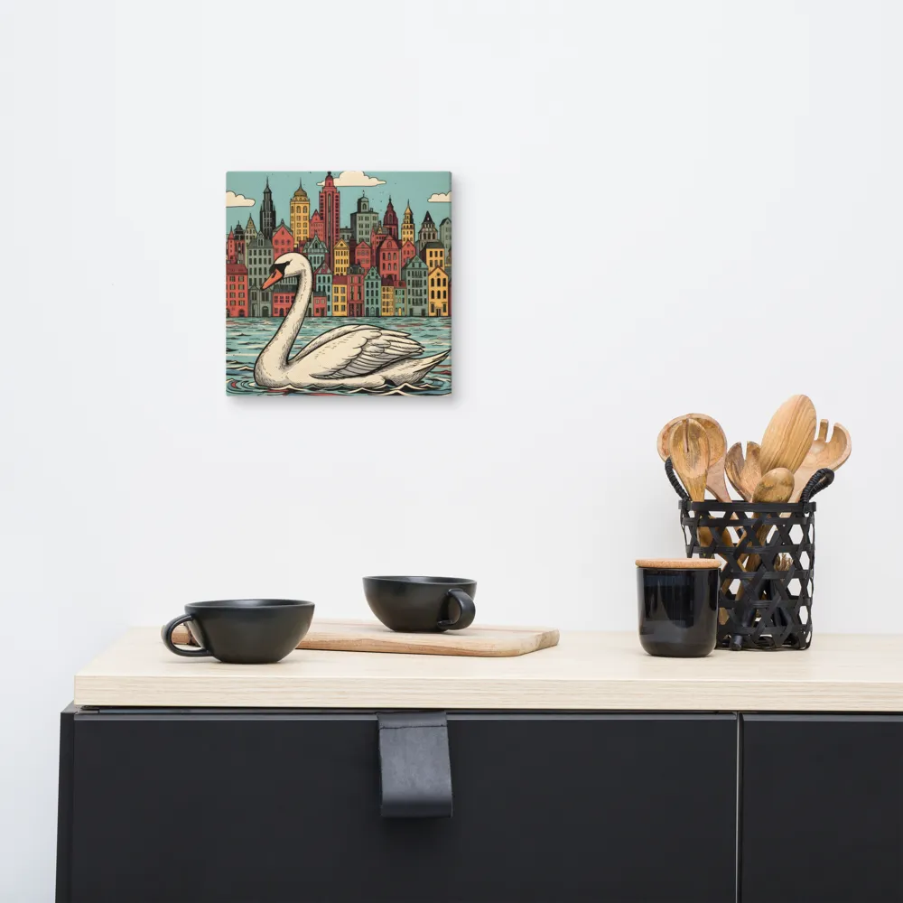 Swan in the City 
 Canvas | 10″x 10″