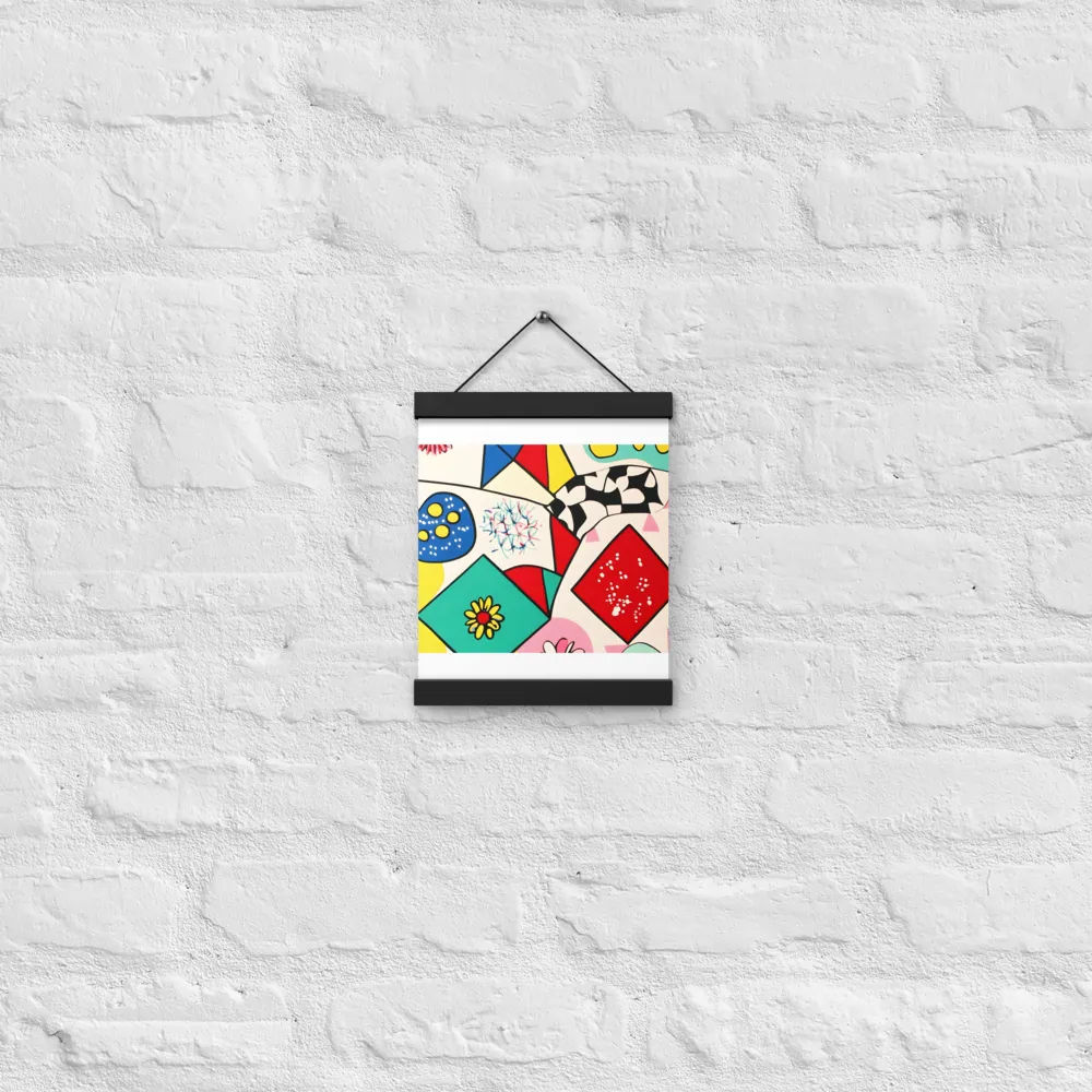 Joyful Geometry: A Playful Dance of Shapes and Colors | Poster With Black Wood Hanger | 8″×10″