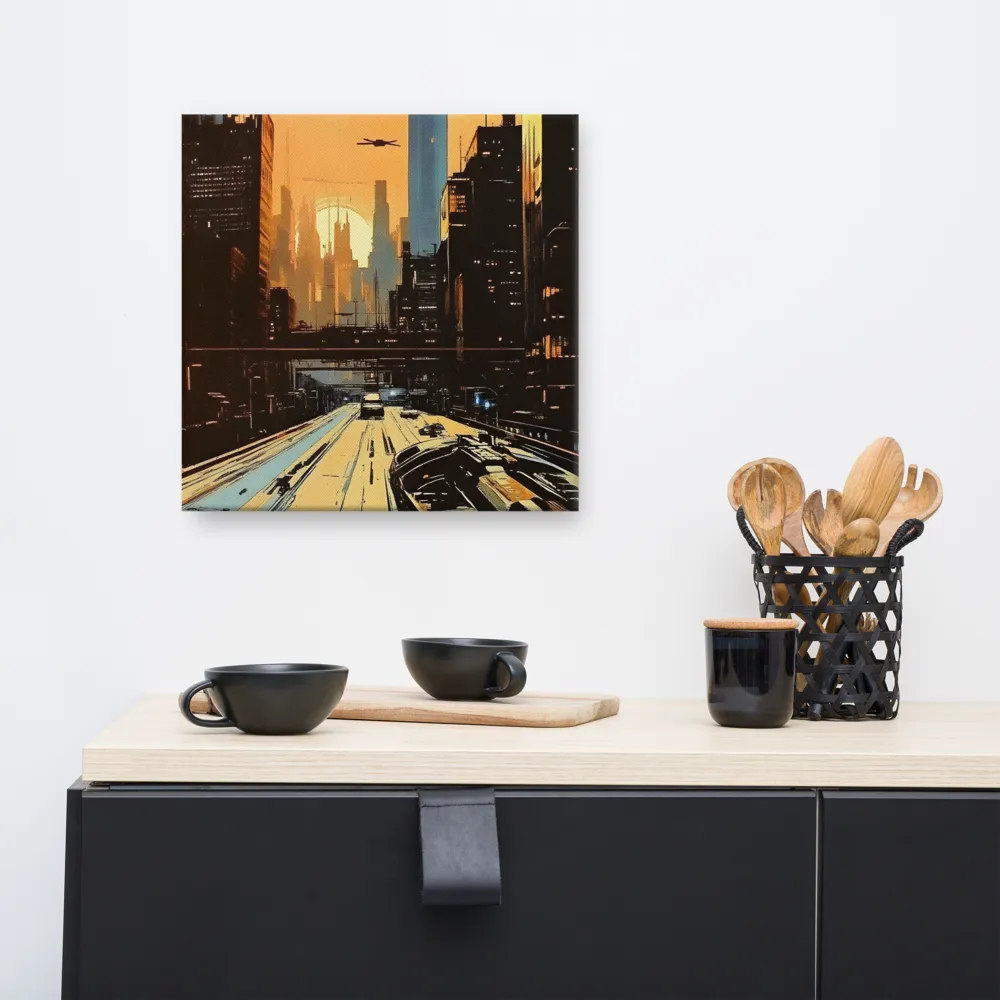 Metro Nexus: A Futuristic Cityscape | Canvas | 16″×16″