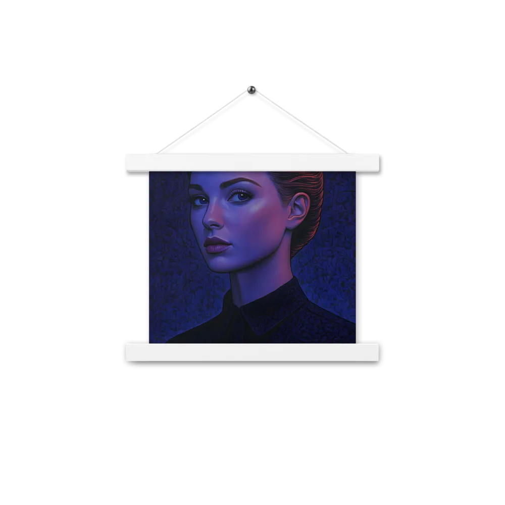 Ethereal Portrait in Blue and Red | Poster With White Wood Hanger | 10″×10″