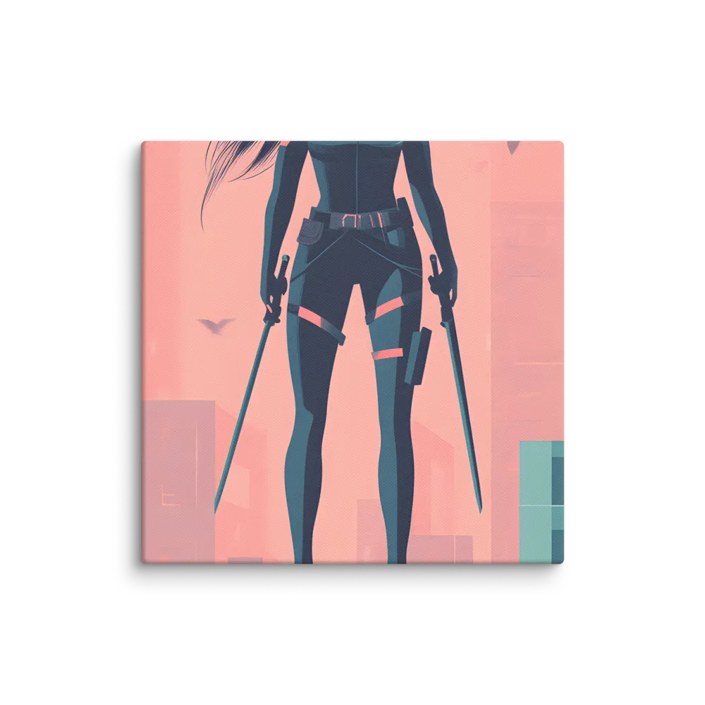 Urban Sentinel: A Warrior's Stand | Canvas | 6″×6″