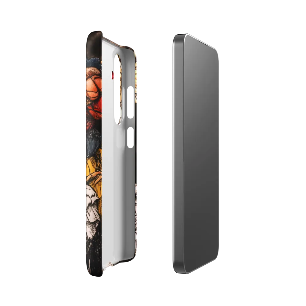 The Surreal Guardian: A Dance of Feathers and Flowers | Phone Case |  S24 | Snap Case | Matte