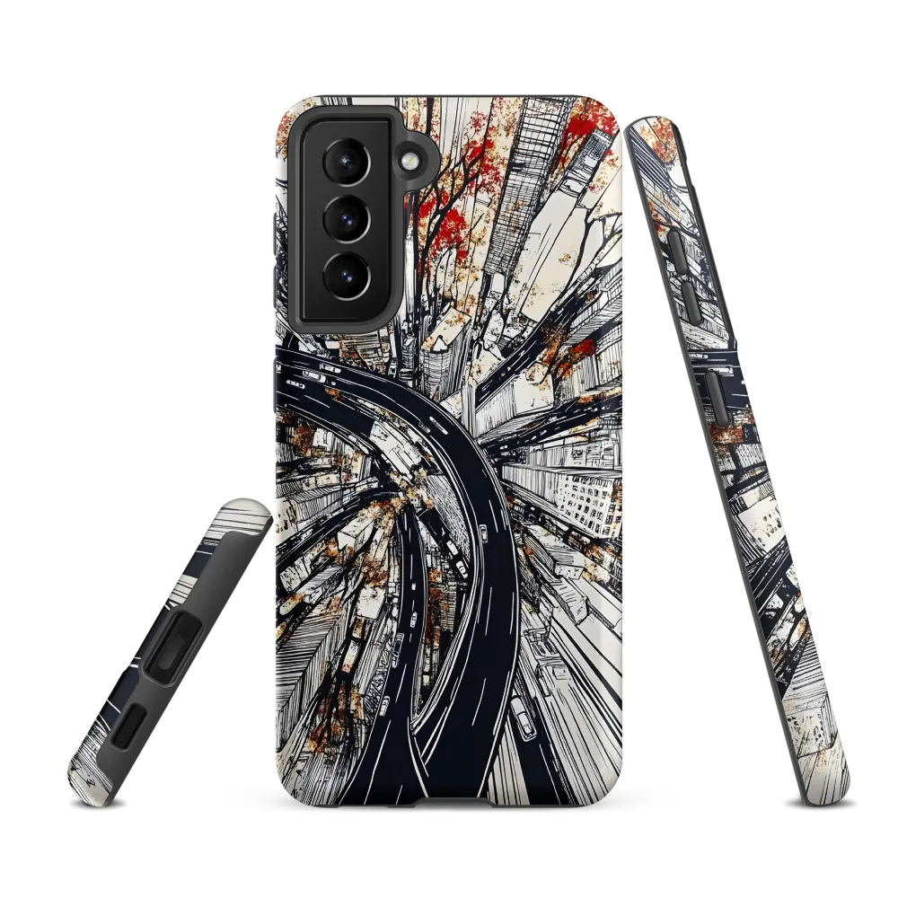 Urban Symphony: Aerial View of Life | Phone Case |  S21 FE | Tough Case | Matte