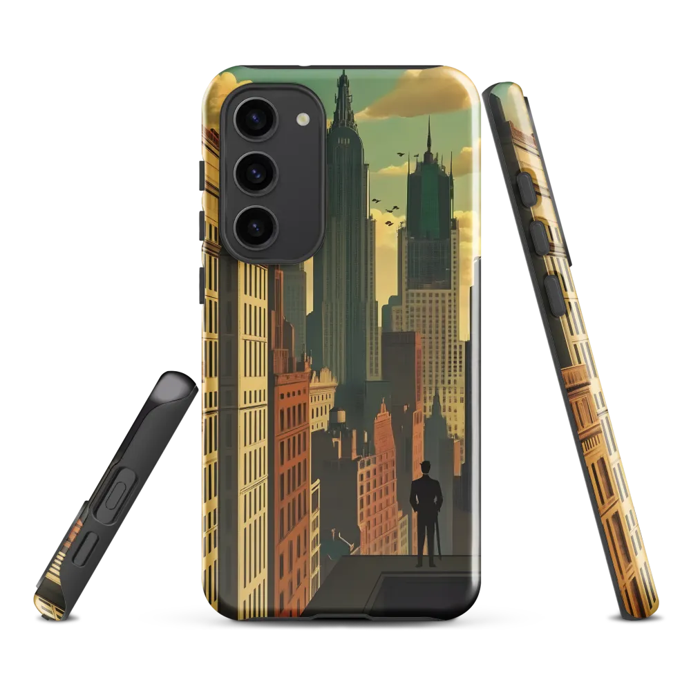 Urban Dreams: A Silhouette in Art Deco Cityscape